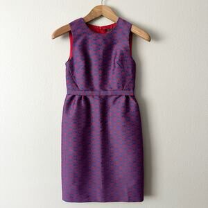 Tara Jarmon‎ Blue/Red Purple Jacquard Sleeveless Mini Dress Women's EU Size 36